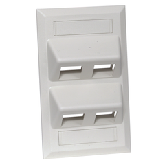 Hubbell AFP14 Single-Gang Keystone Wall Plate, Angled, 4-Port, Light Almond/Office White