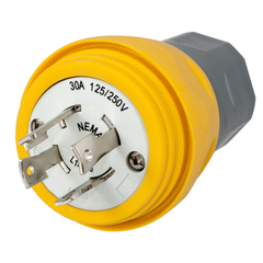 Hubbell Wiring Device-Kellems HBL28W74 1-Phase Grounding Male Standard Cord Mount Watertight Locking Plug 125/250 VAC