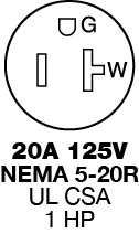 Hubbell HBL15W33A 20 Amp 125 Volt 2-Pole 3-Wire Yellow Straight Blade Connector