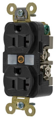 Hubbell Wiring Device-Kellems HBL5362BK 20 Amp 125 Volt 2-Pole 3-Wire NEMA 5-20R Black Straight Blade Duplex Receptacle
