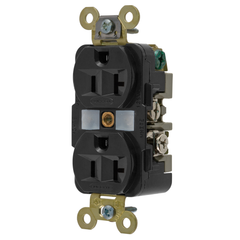Hubbell Wiring Device-Kellems HBL5362BK 20 Amp 125 Volt 2-Pole 3-Wire NEMA 5-20R Black Straight Blade Duplex Receptacle