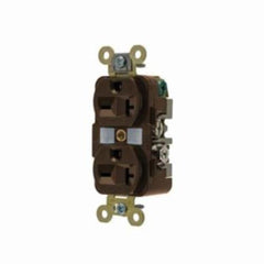 Wiring Device-Kellems HBL5462 20 Amp 250 Volt 2-Pole 3-Wire NEMA 6-20R Brown Straight Blade Duplex Receptacle