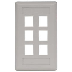 Hubbell IFP16OW 1-Gang Office White 6-Port Data Communication Face Plate