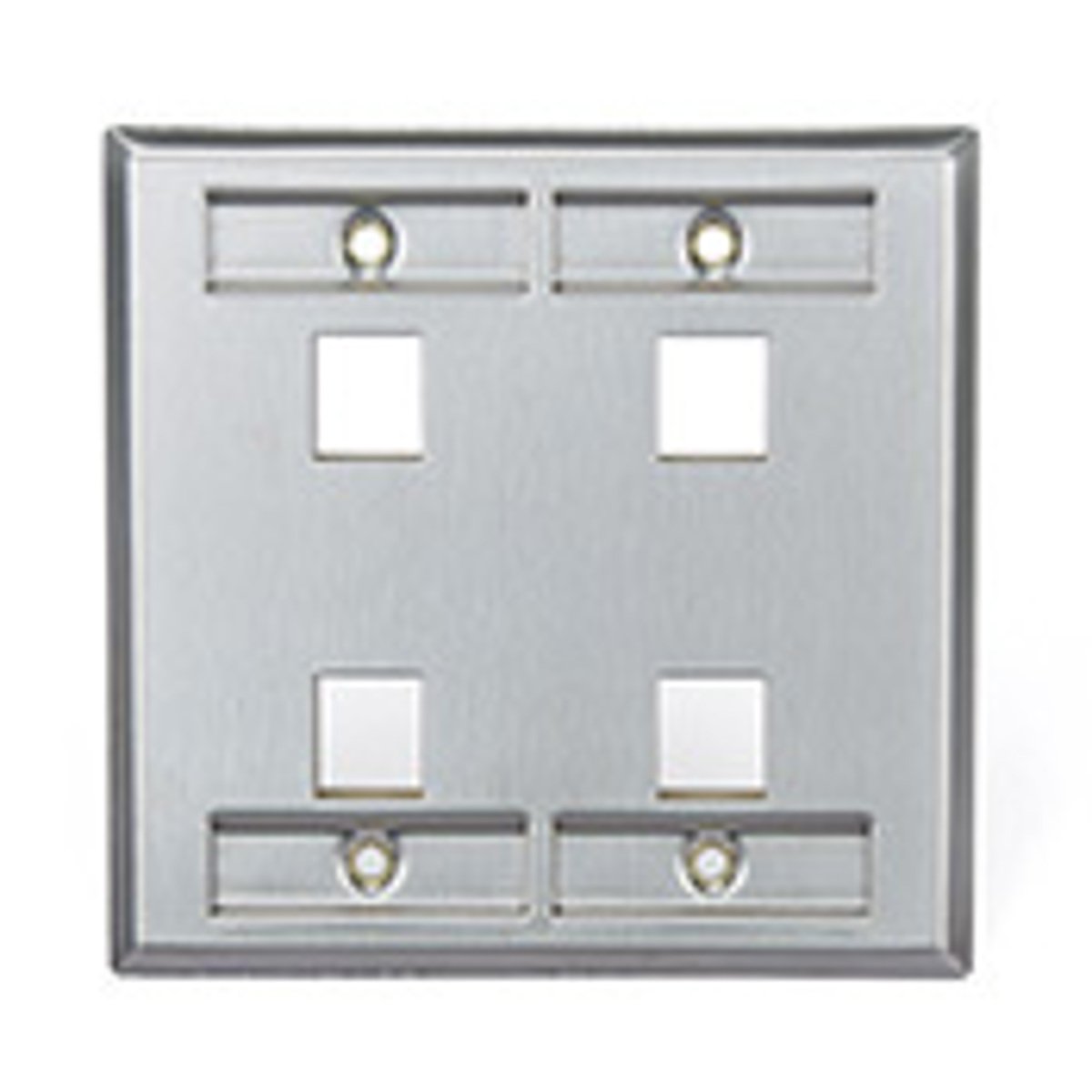 LEVITON Leviton 43080-2L4 Dual Gang Wall Plate, 4 Ports with ID, Stainless Steel
