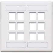 Leviton 42080-12W Dual-Gang QuickPort Wall Plate with ID Windows 12-Port Replacement MPN