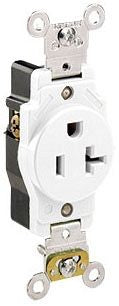 LEVITON Leviton 5361-W Heavy Duty Single Receptacle 125 Volt 20 Amp NEMA 5-20R