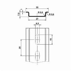 Phoenix Contact 0801733 Galvanized Steel DIN Rail Perforated 2000mm L x 35mm W x 7.5mm H