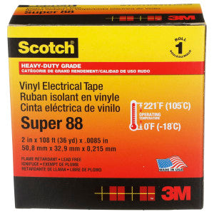 SCOTCH Scotch 88-SUPER-2X36YD Scotch® Super 88 Premium Vinyl Electrical Tape Black 2 in x 36 yd