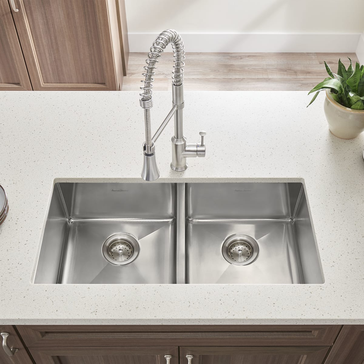 AMERICAN STANDARD American Standard 18DB.9351800.075 Pekoe 35 x 18 Stainless Steel Undermount Double-Bowl Kitchen Sink