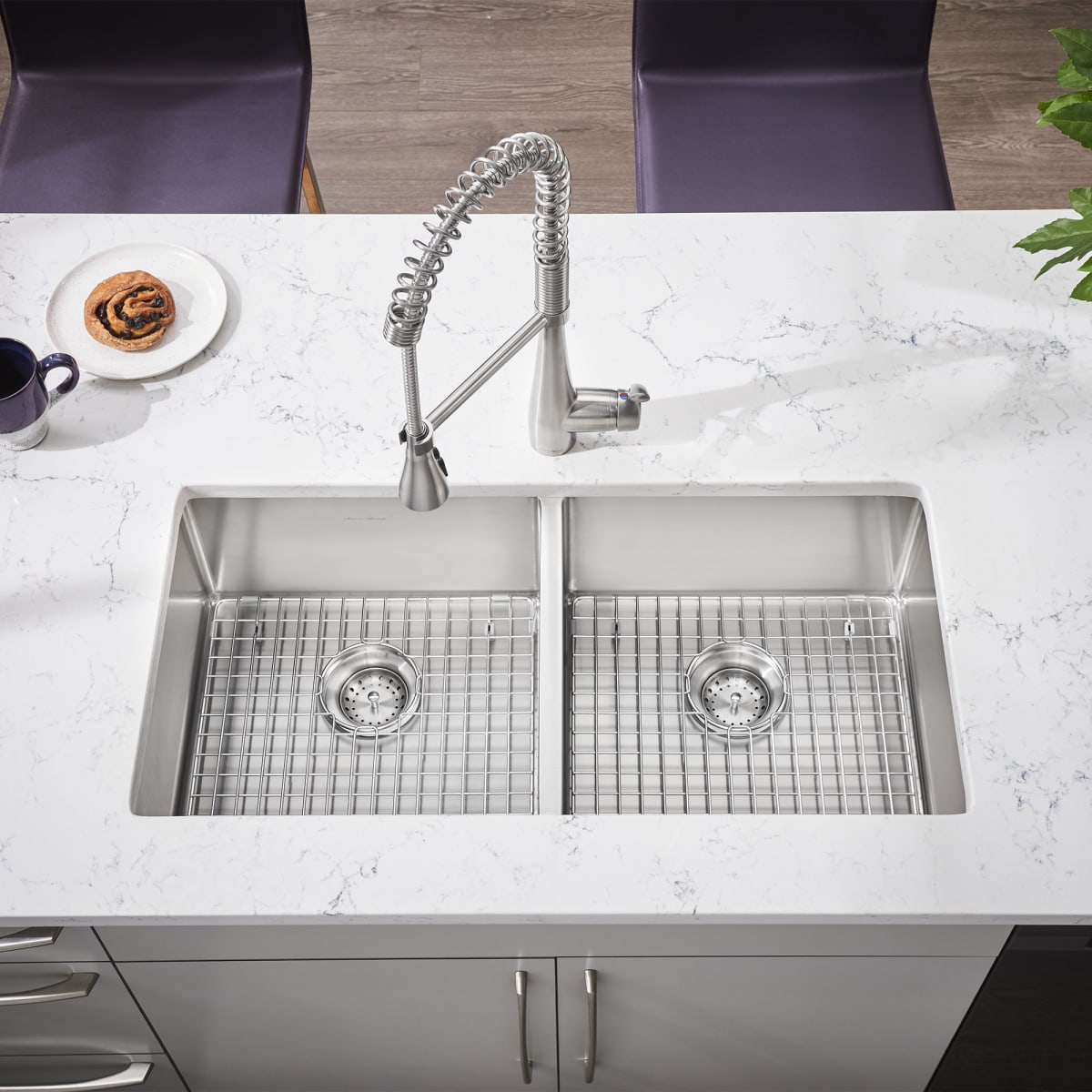 AMERICAN STANDARD American Standard 18DB.9351800.075 Pekoe 35 x 18 Stainless Steel Undermount Double-Bowl Kitchen Sink
