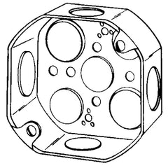 APPLETON Appleton 4O-SPL 40SPL NER Octagon Box Steel 15.5 cu-in Capacity 9 Knockouts 1-1/2 in D