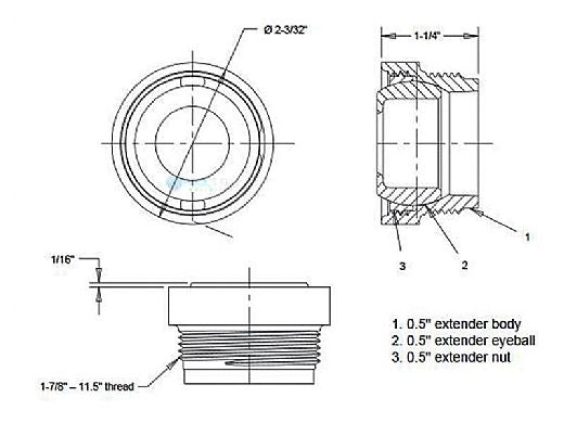 AQUASTAR POOL PRODUCTS AquaStar ASD104 Extender with Eyeball and Nut 1-1/2 MPT