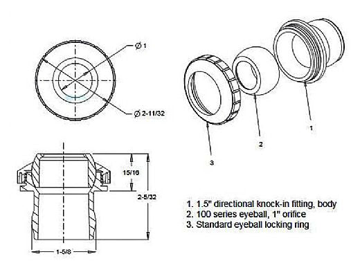 AQUASTAR POOL PRODUCTS AquaStar 4103 Three-Piece Directional Eyeball Fittings | 1-1/2 Knock-In | Replacement MPN Not Available