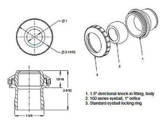 AQUASTAR POOL PRODUCTS AquaStar 4103 Three-Piece Directional Eyeball Fittings | 1-1/2 Knock-In | Replacement MPN Not Available
