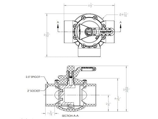 AQUASTAR POOL PRODUCTS AquaStar AV3W20C FlowStar 3-Way Valve with Rubber Handle | 2 x 2.5