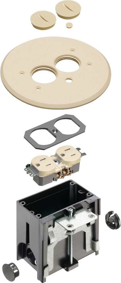 ARLINGTON Arlington FLBAR101LA Round Non Metallic Adjustable Floor Box with Threaded Plugs
