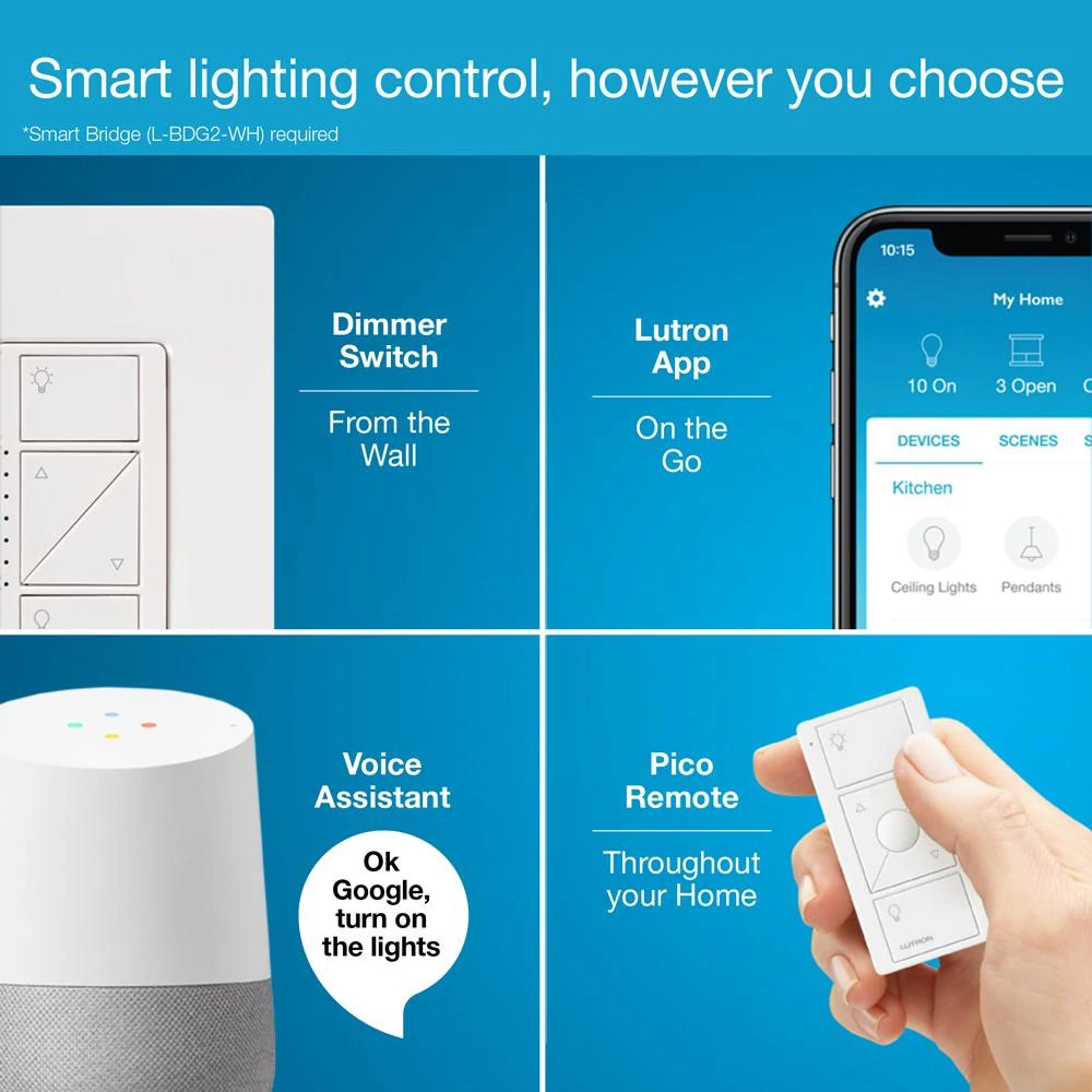 CASETA Caseta P-DIM-3WAY-WH Caseta Wireless 3-Way Dimmer Kit w/ Remote