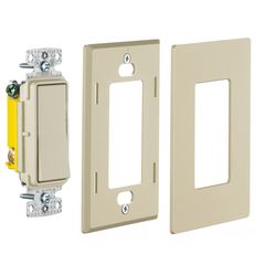 Hubbell RSD115I 15A Single Pole Decorator Rocker Switch, 120-277V - Ivory