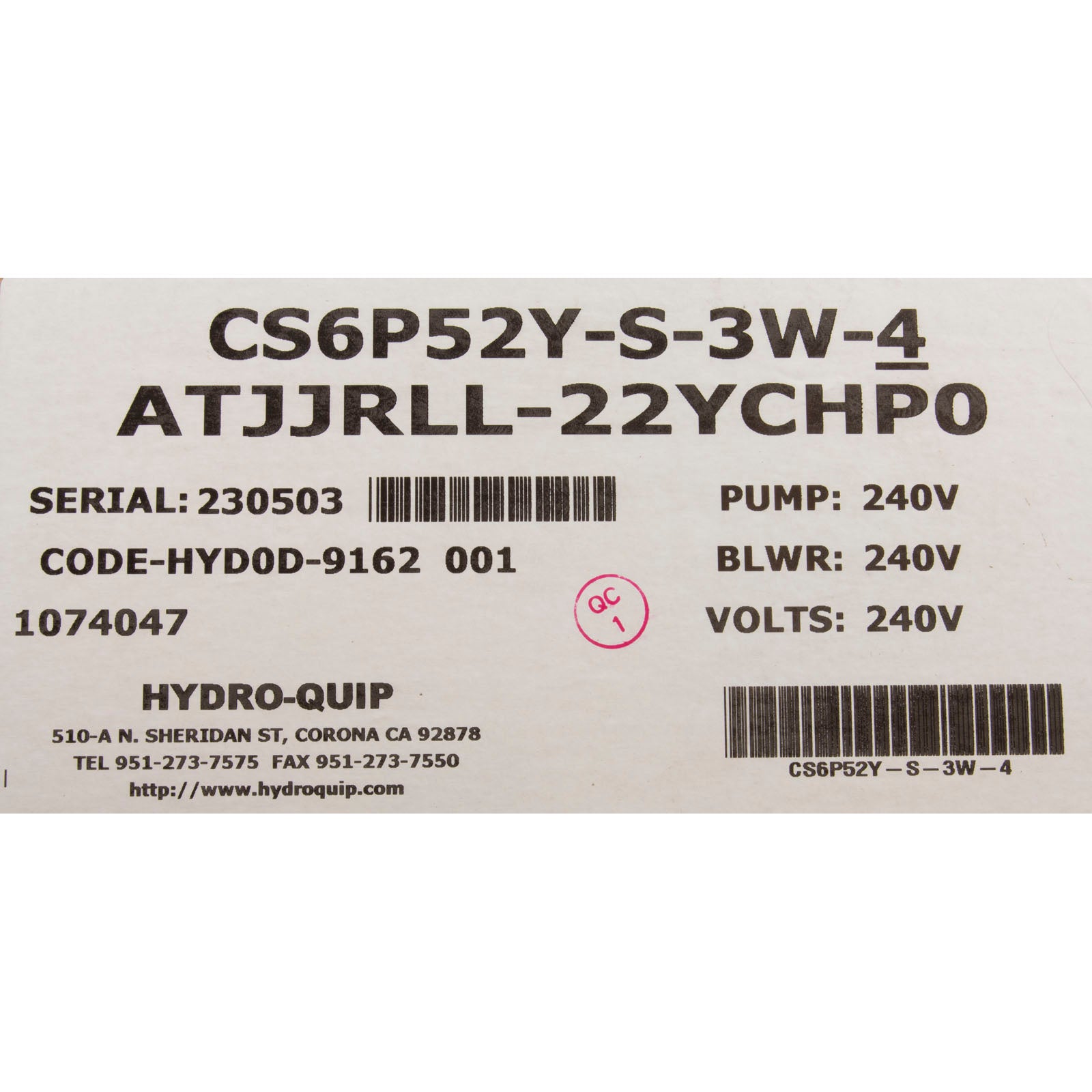 HYDROQUIP CS6P52Y-S-3W-4 CONTROL BOARDS