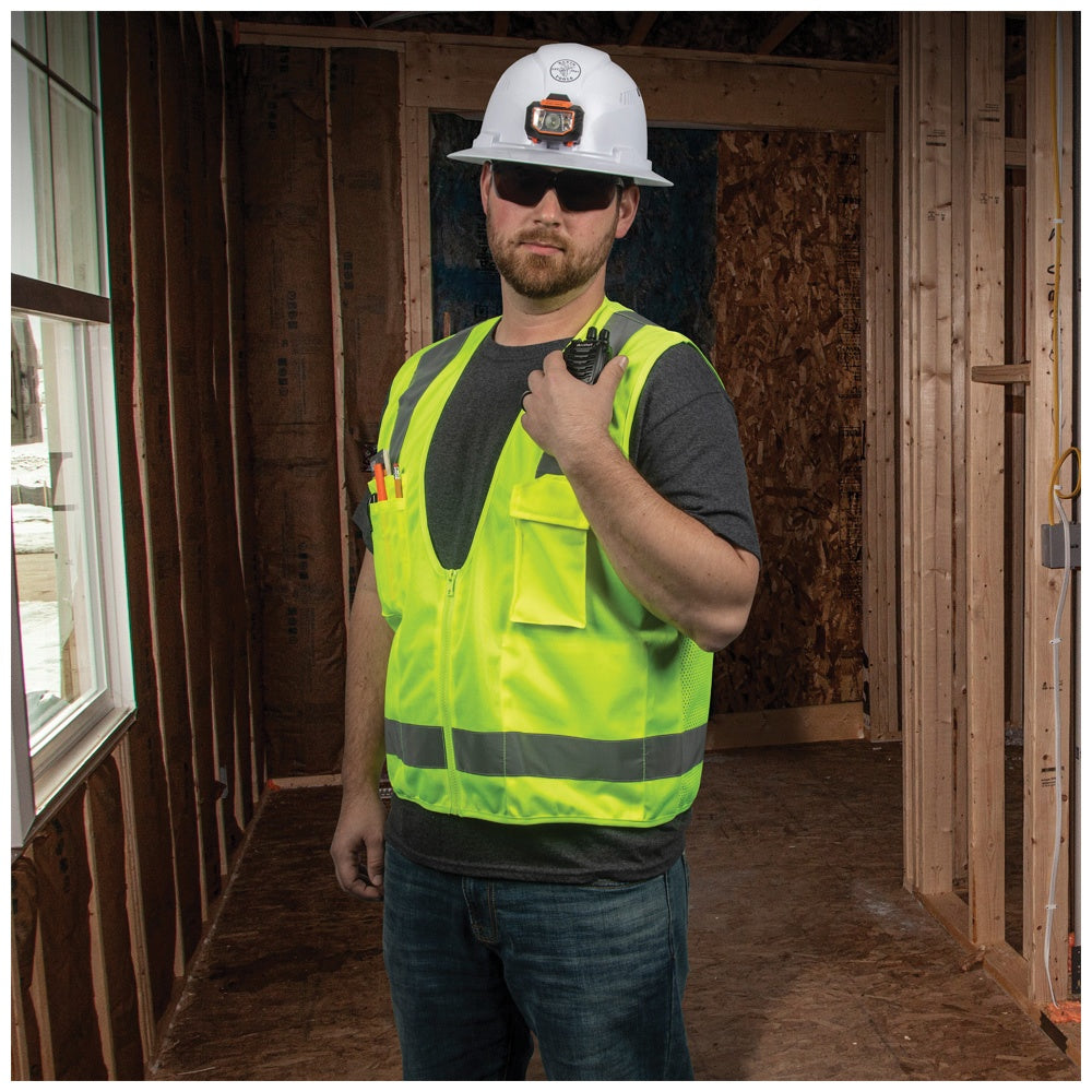 KLEIN TOOLS Klein Tools 60269 Safety Vest, M/L, Hi-Viz Yellow, Polyester, ANSI Class: Type R Class 2