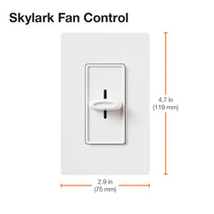 LUTRON Lutron SFSQ-F-WH Skylark Fan-Speed Control 120V 1.5A Single-Pole 3-Speed