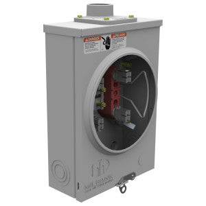 MILBANK Milbank U7487-YL-TG-KK-BLG Meter Socket Ringless 125A 600V 1-Phase 4-Jaw OH/UG 1-1/4 in Hub Triplex Ground Horn Bypass Surface-Mount NEMA 3R