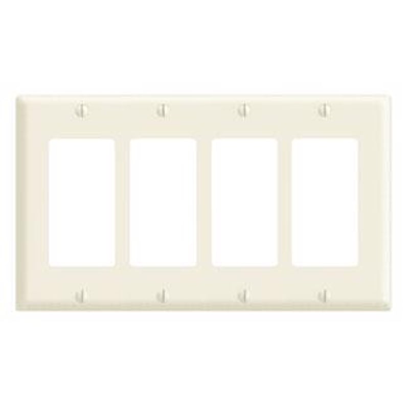 LEVITON Leviton 80412 4 Gang Decora/GFCI Device Decora Wall Plate, Standard Size, Thermoset, Device Mount, Brown