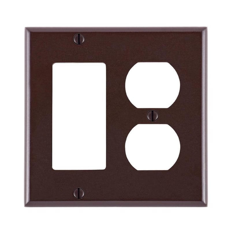 LEVITON LEVITON 80455 2 Gang 1-Duplex 1-Decora/GFCI Device Combination Wall Plate Standard Size Thermoset Device Mount Brown