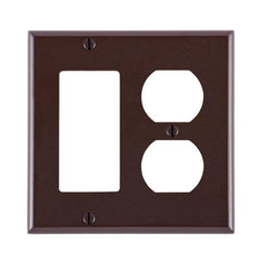 LEVITON 80455 2 Gang 1-Duplex 1-Decora/GFCI Device Combination Wall Plate Standard Size Thermoset Device Mount Brown