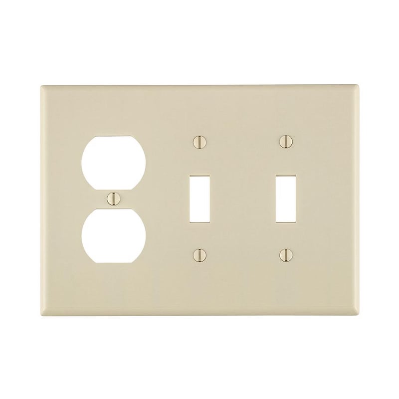 LEVITON Leviton 80521-T Combination Wall Plate 3 Gang 2-Toggle 1-Duplex
