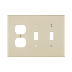 LEVITON Leviton 80521-T Combination Wall Plate 3 Gang 2-Toggle 1-Duplex
