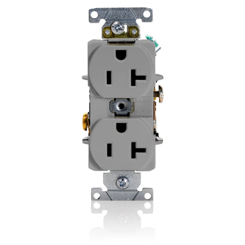 LEVITON LEVITON 5352-GY 20 Amp 125 Volt Straight Blade Receptacle Gray