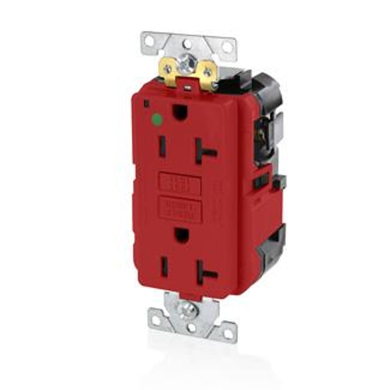LEVITON Leviton MGFN2-HGR 20 Amp, 125 Volt, SmartlockPro GFCI Receptacle, Red