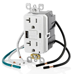 LEVITON Leviton GUAC2-W 20 Amp, 125 Volt, Tamper-Resistant GFCI Receptacle, White