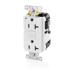 LEVITON LEVITON MGFN2-W 20 Amp, 125 Volt, SmartlockPro GFCI Receptacle, White
