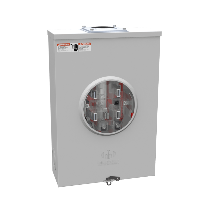 MILBANK Milbank U9551-RRL 200 Amp Ringless Meter Socket, 5 Terminal, Open Lever Bypass