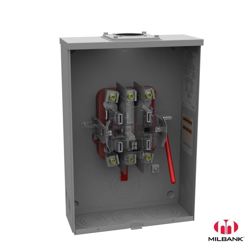 MILBANK Milbank U9551-RRL 200 Amp Ringless Meter Socket, 5 Terminal, Open Lever Bypass