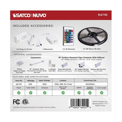 SATCO-NUVO Satco 64/110 Tape Light Strip 16FT RGB Plus Tunable White Plug Connection w/IR Remote Included