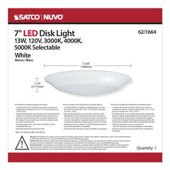 SATCO-NUVO Nuvo 62-1664 7 LED Disk Light CCT30K/40K/50K 13W 120V DIM 1000Lm WHT