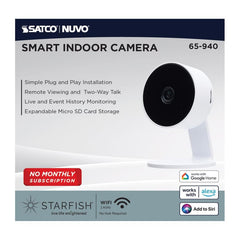 Satco 65-940 Starfish, Smart Indoor Security Camera, White Finish