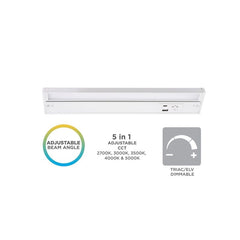 AFX ELNU22WH ELENA 22 LED UNDERCAB13W 5-CCT W/USB-A & USB-C CHARGINGPORTS & PIVOTING LIGHT BAR 120V