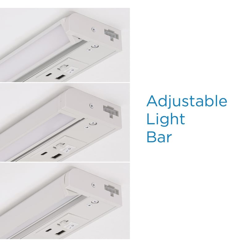 AFX AFX ELNU14 ELENA 14 LED UNDERCAB8W 5-CCT W/USB-A & USB-C CHARGINGPORTS & PIVOTING LIGHT BAR 120V WHT