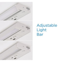 AFX AFX ELNU14 ELENA 14 LED UNDERCAB8W 5-CCT W/USB-A & USB-C CHARGINGPORTS & PIVOTING LIGHT BAR 120V WHT