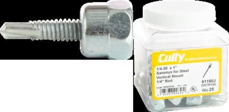 CULLY CULLY 61160J 1/4-20 x 1IN Sammys for Steel, Vertical Mounting, 1/4IN Rod, 25/Pack