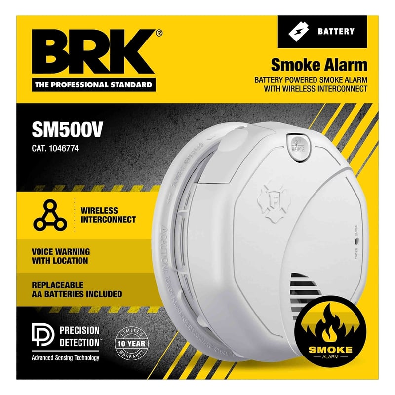 BRK BRK 1046774 SM500V Interconnect Battery Operated Smoke Alarm With Voice Alerts