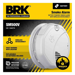 BRK BRK 1046774 SM500V Interconnect Battery Operated Smoke Alarm With Voice Alerts