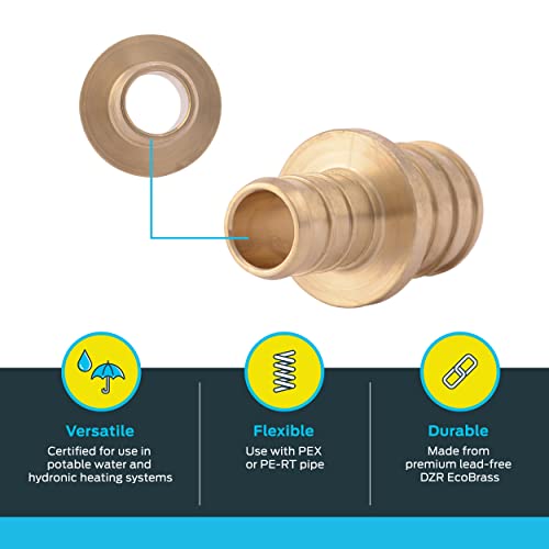 SHARKBITE SharkBite UC058LFA 1/2 x 3/4 Inch Crimp Reducing Coupling Brass Plumbing Fitting PEX Pipe PE-RT Pack of 2