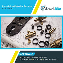 SHARKBITE SharkBite UC058LFA 1/2 x 3/4 Inch Crimp Reducing Coupling Brass Plumbing Fitting PEX Pipe PE-RT Pack of 2