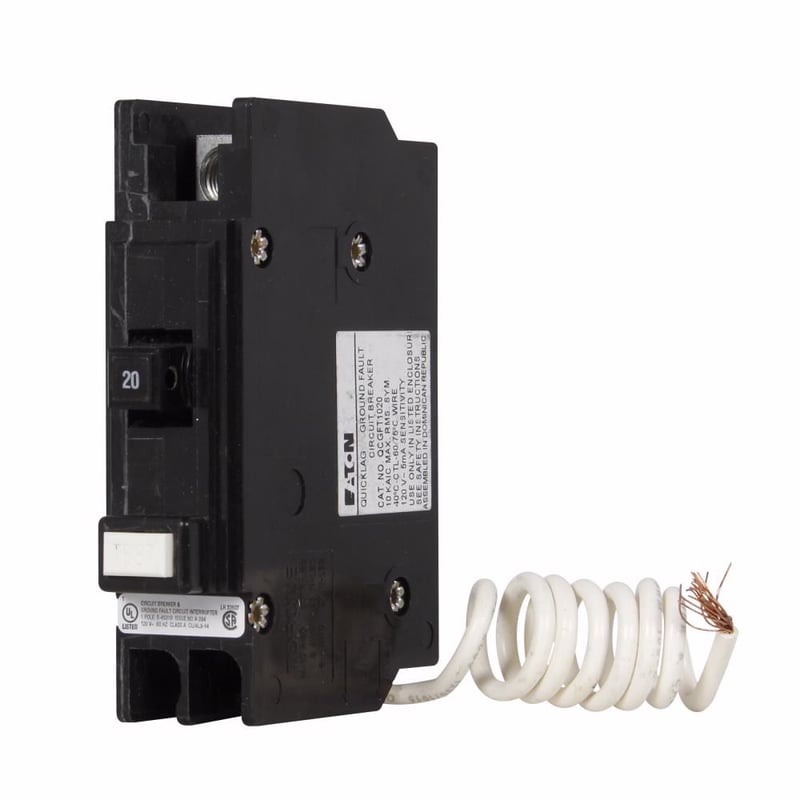 EATON Eaton QCGFT1020 QC, 1 Pole, 20 Amp, GFI Circuit Breaker, 120/240 Volt