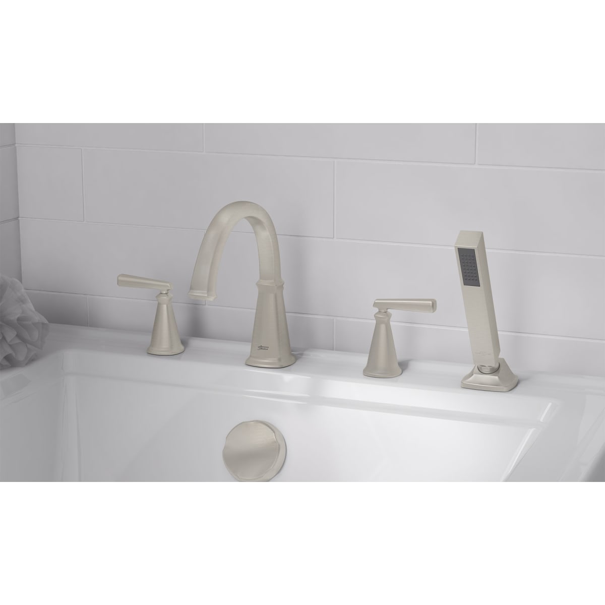 AMERICAN STANDARD American Standard T018901.295 Edgemere Bathtub Faucet With Lever Handles And Personal Shower For Flash Rough-In Valve
